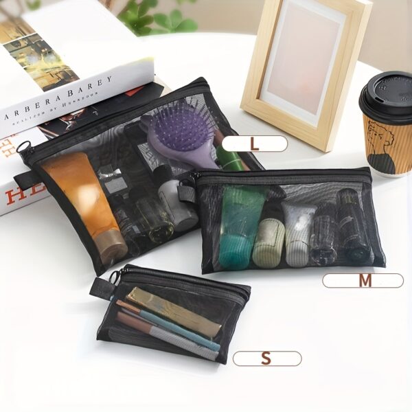 1/3pcs Transparent Storage Mesh, Cosmetic Storage Bag,