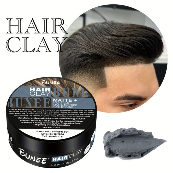 Hair Clay, Men's Hair Styling Wax, Matte Hair Mud, Long Lasting Strong Hold Hair Texturing Shaping Wax