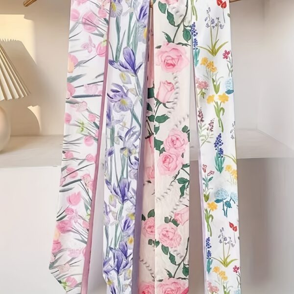 3/4/5/6/7pcs Bohemian Minimalist Floral Ribbon Hair Ties