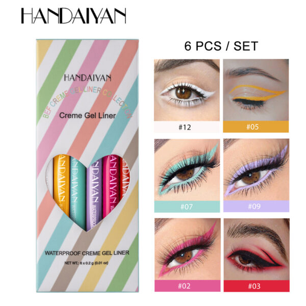 Handaiyan 6pcs Eyeliner Set Rotatable Waterproof Eyeliner