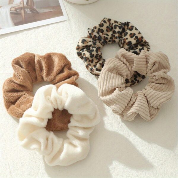 4pcs Autumn & Winter Hair Scrunchies Set