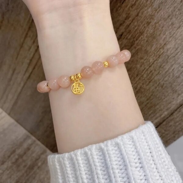 Girls Bracelet Good Luck Bracelet Natural Sunstone Bracelet Sunstone Bracelet Pink Crystal Bracelet Women'S Jewelry