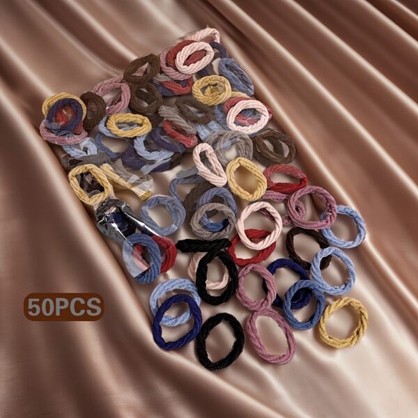 50pcs High Elastic Hair Ties, Polyester Sports