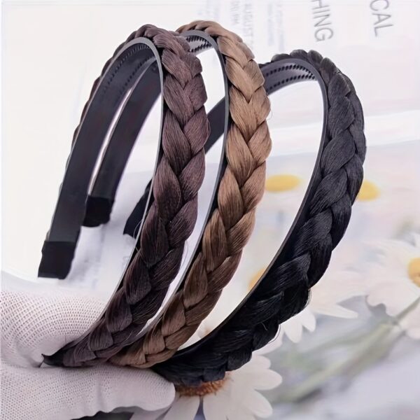 Y2K Style Women'S Braided Headband, Stretch Weave