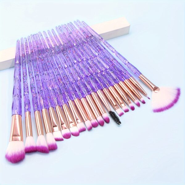 20pcs Glitter Colored Handle Makeup Brushes Sets