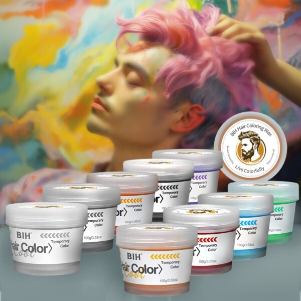 BIH Temporary Hair Coloring Wax, Unisex-Adult Styling Paste for Normal Hair - Multi-Color Selection, Easy to Apply, Suitable for Daily Wear, Halloween, Cosplay, Music Events, 100g/3.5oz