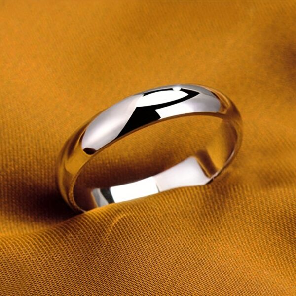 Elegant men's stainless steel ring-silvery-plated, round design-perfect wedding band or couple's gift by panash
