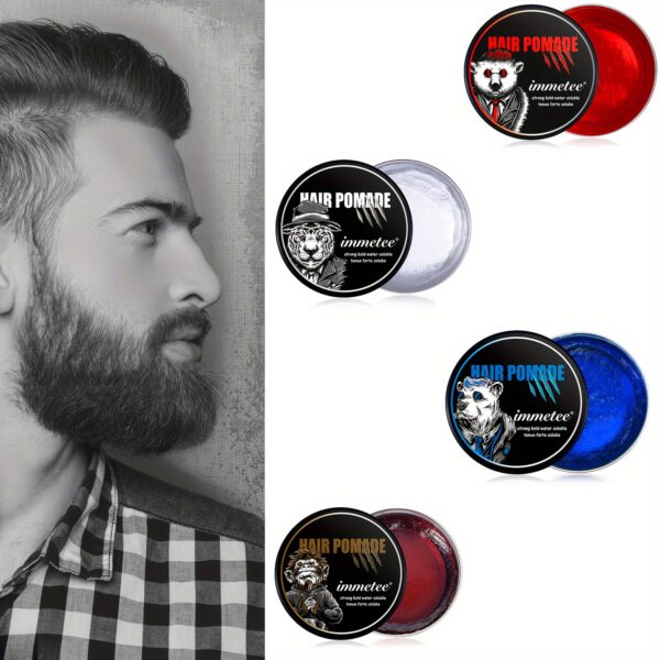 Men's Hair Styling Pomade with Natural Ingredients – immetee Hair Paste for Normal Hair, Moisturizing with Glycerin, Bentonite, Beeswax – Water-Based Strong Hold Hairstyling Wax (Single Pack)