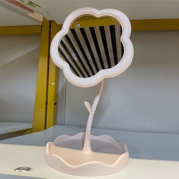 Chic Floral Frame Makeup Mirror for Women - Perfect for Vanity & Personal Care, Odorless Plastic