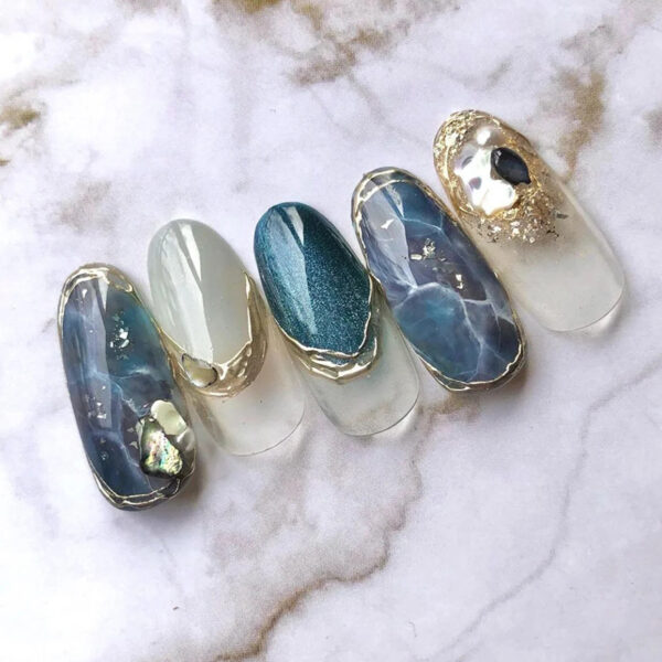 14pcs Y2K 3D Nail Strips Fashion Nail Strips Full Wraps Glossy Nail Polish Sticker Self Adhesive Nail Art Decal Strip For Women Nail Art Design