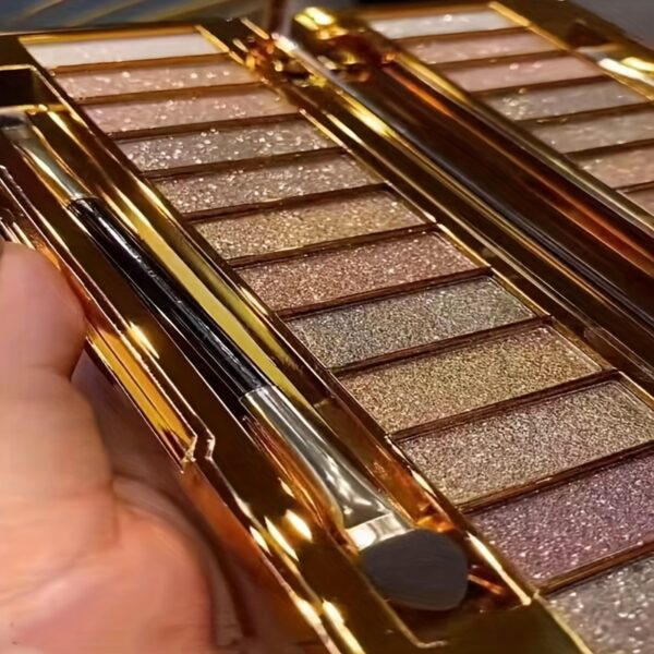 12-Color Golden Glitter Sparkling Eyeshadow Palette with