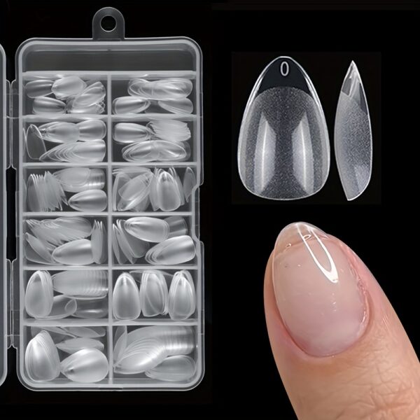 240pcs Nude Almond Shaped Short Acrylic Nail Tips, Matte Finish Full Cover Sculpted Soft Gel Press-On Capsule Artificial  Nails for Salon Use