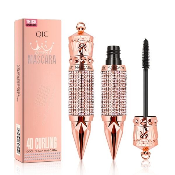 Scepter Mascara, Waterproof Smudge Proof Elongate Eyelashes Makeup Tool, Natural Thick Curling Mascara, Rhinestone Decorative Shell