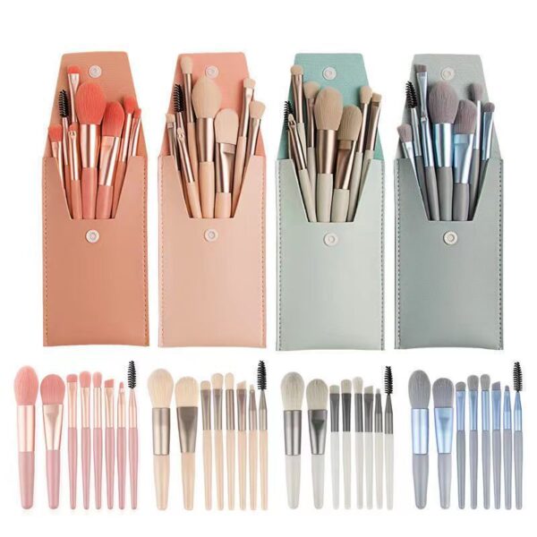 8pcs Makeup Brushes - Leather Packaging Eye
