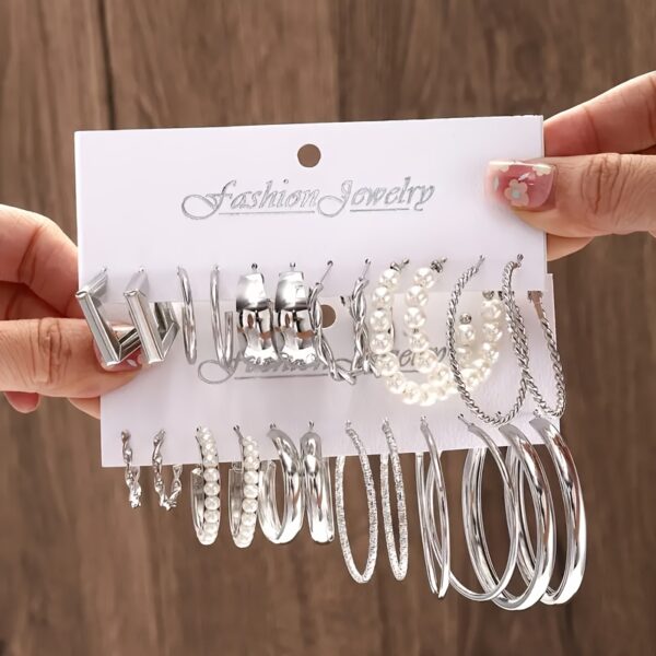 12 Pairs Of Classic Fashion Several C-ring Ladies' Earrings Set Holiday Couple Girls' Jewelry Gifts
