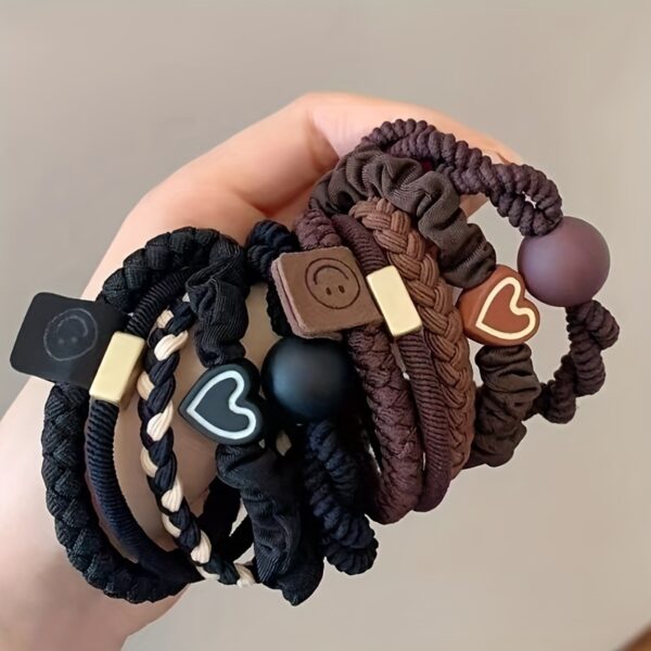 2/4/5/7/10pcs Simple Style Hair Ties, Rubber Hair