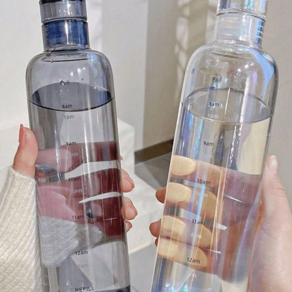 500ml Simple Time Scale Cup, Clear Plastic Cup, Fashion Sports Water Bottle, Back To School Supplies, Minimalist Clear Letter Graphic Drinking Bottle For Outdoor & Gym