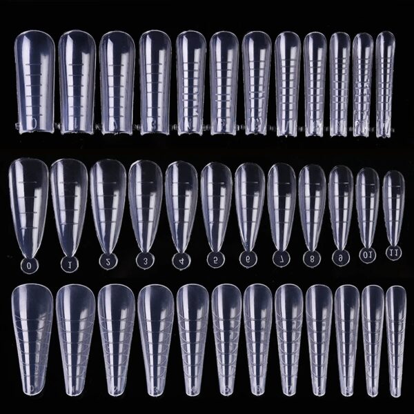 60pcs Quick Building Acrylic Nail Tips - Full Cover Sculpted  Finger UV Gel Polish Manicure Tool Set