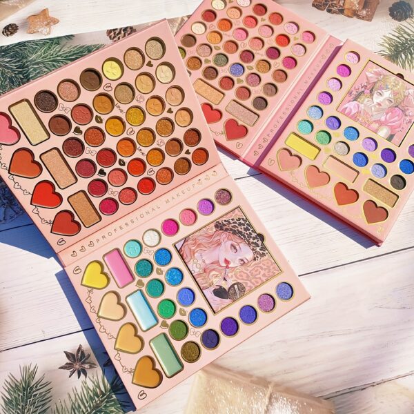 (plant squalane) Cartoon 70 color makeup eye shadow plate high gloss powder blusher  lipstick Women's makeup eye shadow  easy color pearl matt with brush palette to send mother and family gifts