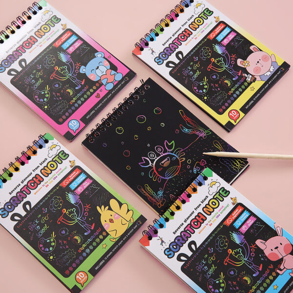 1pc Children's Colorful Diy Scratch Painting Book, Creative Art & Doodle Scratch Paper For Kindergarten Halloween Decoration