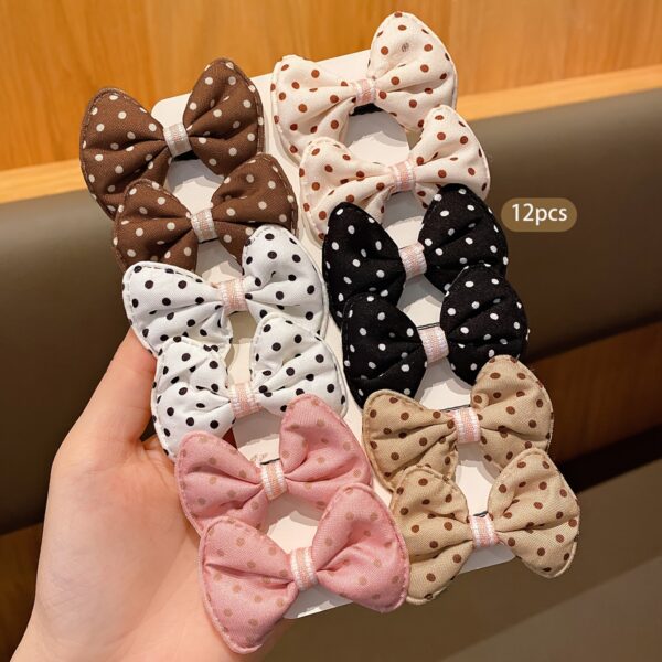 12pcs Cute Polka Dot Bow Hair Clips