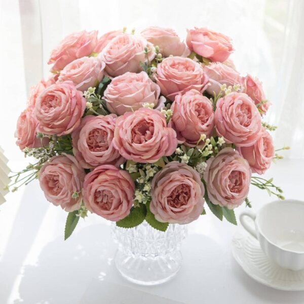 4 Flowers Artificial Peony Bouquet Wedding Decoration Bride Holding Flower Basket Decoration Birthday Party Party Site Decoration Home Dining Room Bedroom Window Sill Decoration Vine Valentine's Day New Year Decoration Outdoor Garden