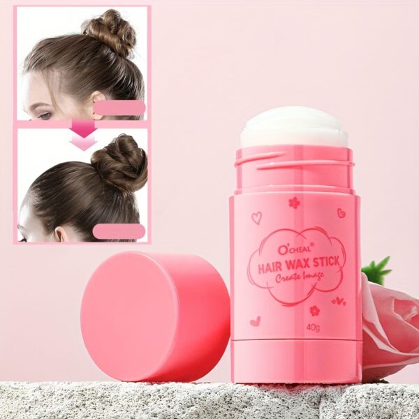 Sleek Hair Styles| Pink Hair Wax Stick - 40g Edge Control & Finishing Gel  for All Hair Types, Portable Styling Wax with Cloud Design Container, Smooth Hold|Playful Design|Creamy Hair Wax