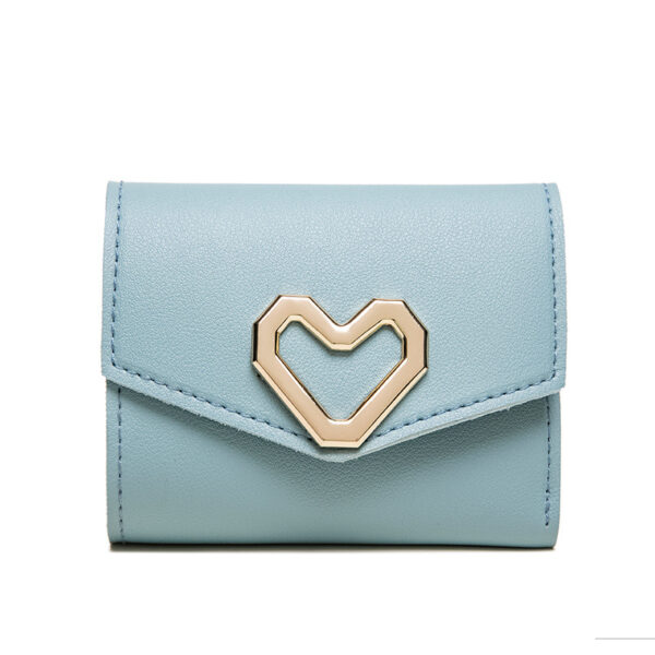Cute Women'S Wallet, Triple Folding Women'S Coin Purse, Card Holder, Korean Fashion Clutch, Heart Shaped Wallet For Girls