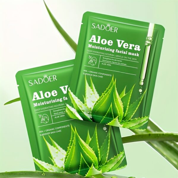 3-6pcs Adult Aloe Vera Facial Masks - Moisturizing Face Sheets with Glycerin, Nicotinamide & Trehalose - Alcohol-Free, Fragrance-Free, All Skin Types - Hydrating Home & Travel Skincare Set