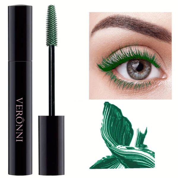 VERONNI 5-Color Waterproof Mascara - Long-Lasting, Smudge-Proof, Curling Formula for All Skin Types, Black & Green Shades, Formaldehyde-Free Eyelash Primer, Mascara Waterproof