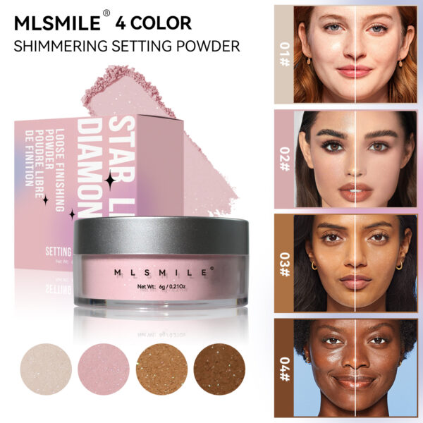 MLSMILE Pearlescent Loose Powder Contouring Matte Powder Body Highlighting Powder Waterproof Anti-Sweat Control Oil Setting Powder
