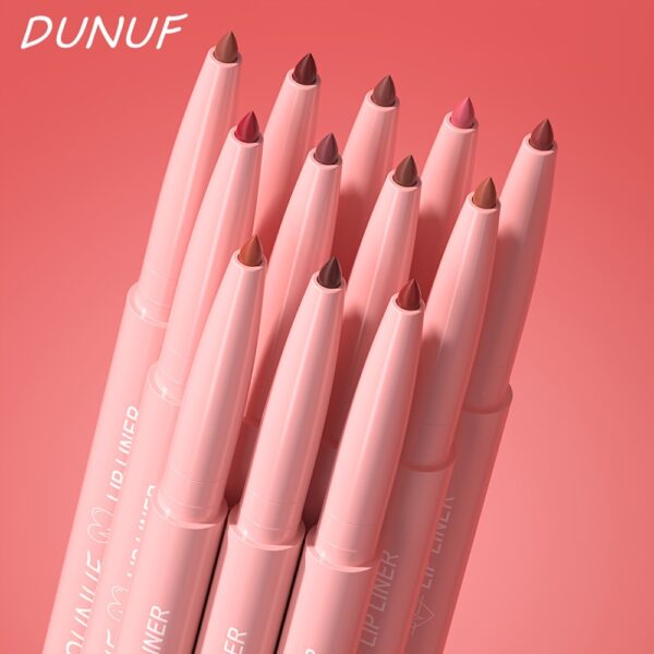 DUNUF Matte Lip Liner Crayon, Waterproof, Easy Blend, Tapered Tip, All Skin Types, Mixed Color System, Long-Lasting Matte Finish