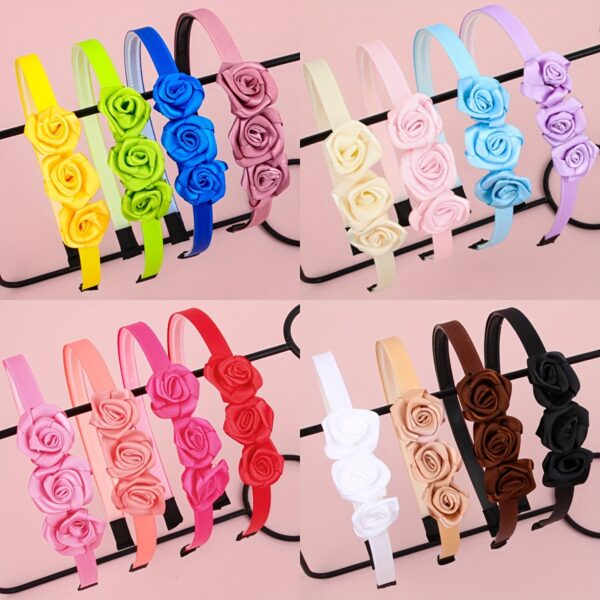 Set of 4 Cute Fabric Flower Headbands