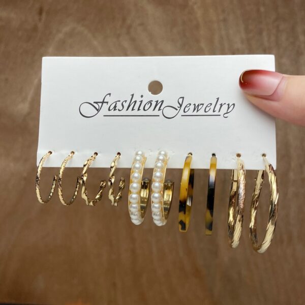 5 Pairs of Fashion Earrings for Women Leopard Print Earrings Round Gold Earrings Set