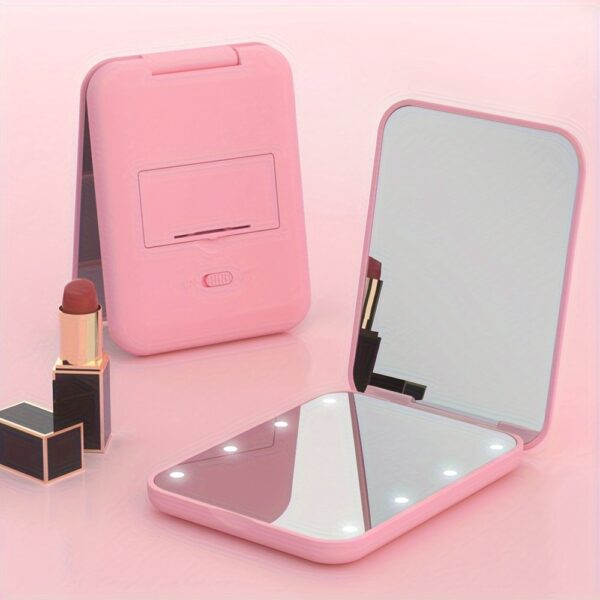 LED Pocket Makeup Mirror, 1X/3X Magnified LED Mini Compact Travel Makeup Mirror, Double-Sided Compact Mirror With Lights, Portable, Wallet Mirror, Folding, Hand-held, Small Lighted Compact Mirror For Gift