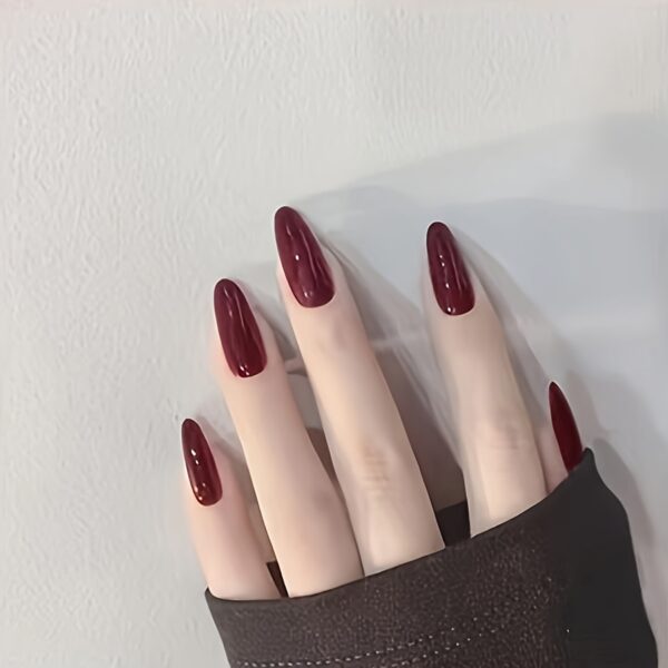 Solid Color Press On Nails - Pure Color  Nails - Glossy Medium Almond False Nails For Women Girls, Multicolor Optional