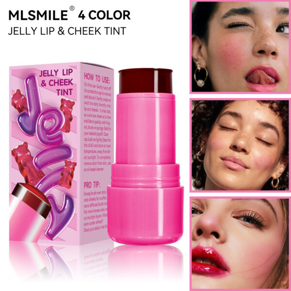 MLSMILE 4 Colors 2-In-1 Lipstick Jelly Blush Lip Tint For Lips And Cheeks Transparent Lipstick