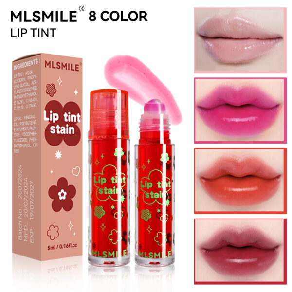 MLSMILE Rollerball Lip Stain Non-stick Cup Lip Gloss Lipstick Water Lip Gloss + Transparent Lip Oil