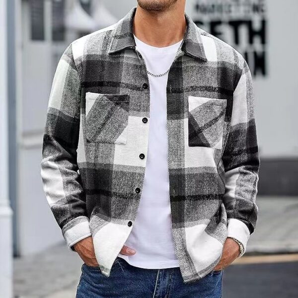 Men's Autumn Winter Shirt Plaid Thickened Shirt Fashion Jacket
