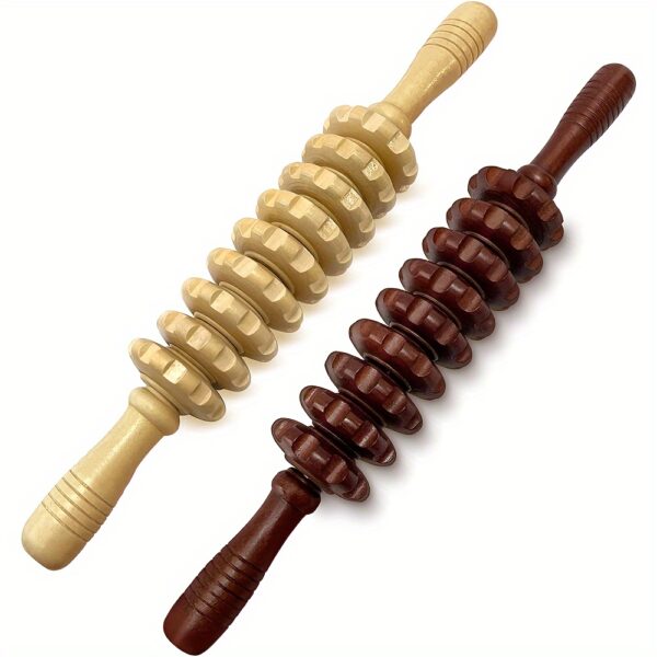 Natural Wood Handheld Roller Massager for Fascia,