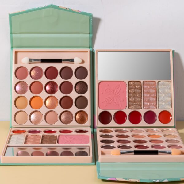 33/34 Colors Makeup Palette, Shimmer Eyeshadow, Lip Glaze, Highlighter, Blush, Beginner'S All-in-One Cosmetic Kit, Waterproof, Multi-Tone Berry, Brown, Green, Orange, Purple, Festive Gift Set for Music Festivals, Valentine's, Christmas