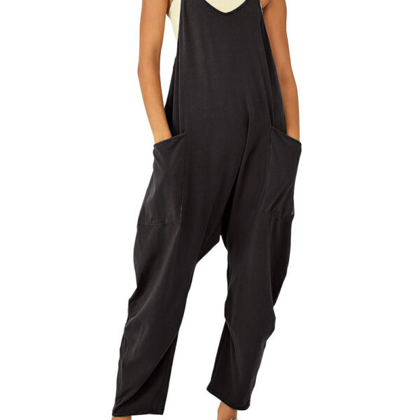 Fashion Jumpsuit Solid Color Zipper Overalls Strap Romper Plus Size Jumpsuit