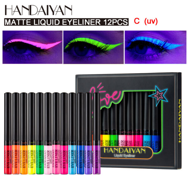 Handaiyan 12Pcs Colorful Eyeliner Suit Fluorescent Liquid