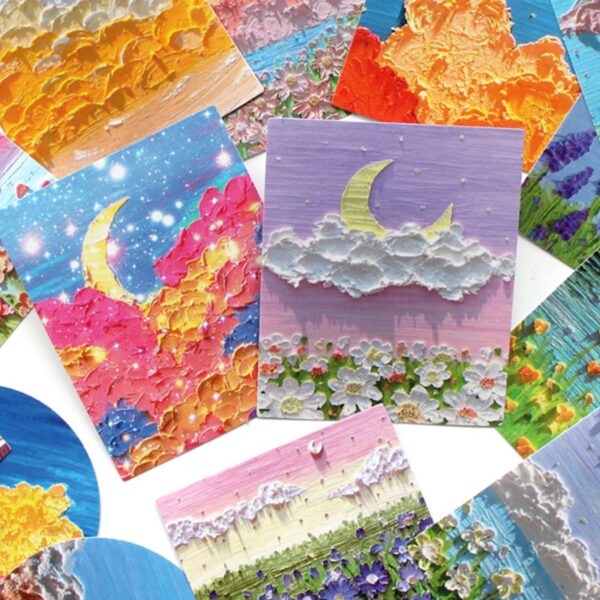 35pcs Aesthetic Oil Painting Landscape Stickers For Water Bottles, Waterproof Vinyl Stickers Laptop Stickers Skateboard Stickers For Computer For Students