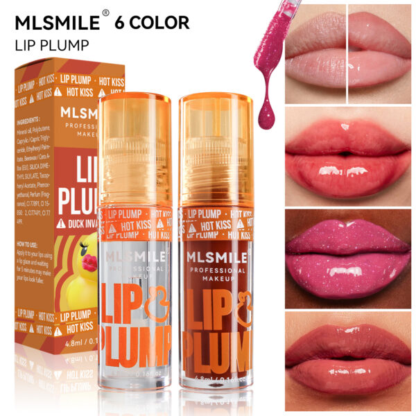 MLSMILE 6 Colors Lip Plumping Oil Moisturizing Lip Gloss Pouty Lip Gloss Lip Glaze