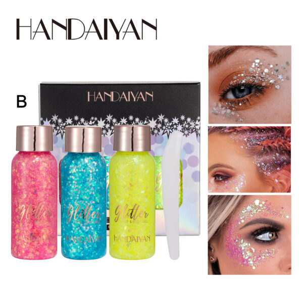 Handaiyan 3 PCs Suit Sequin Eyeshadow Gel