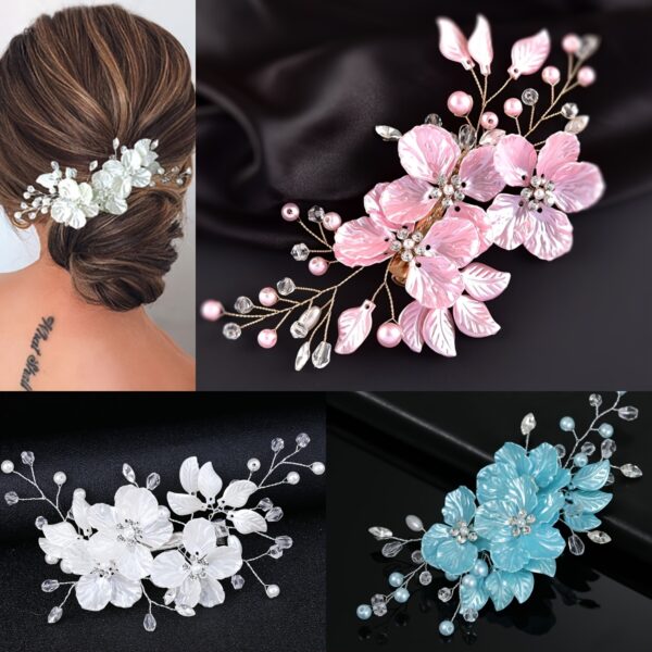 White Shell Petal Handmade Pearl Crystal Hair