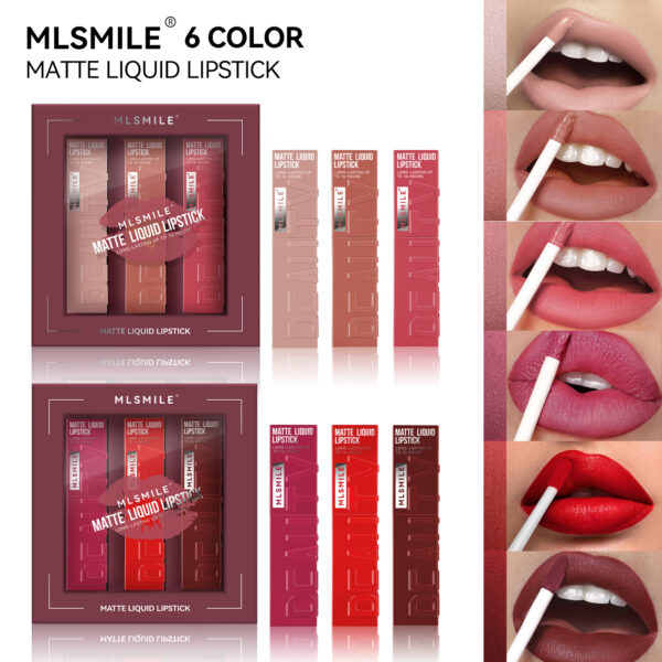 MLSMILE Matte Lip Glaze Set Long Lasting Lip Dye Liquid Makeup Lip Gloss Matte Lipstick