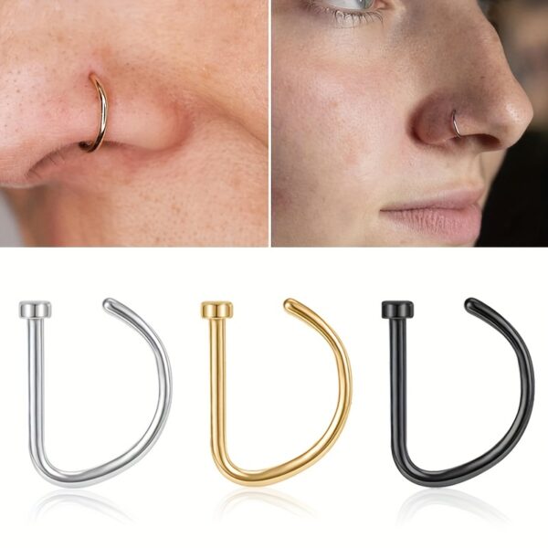Punk Style D-Shape Nose Clip  Piercing Nose Ring Women Nose Clip Body Jewelry