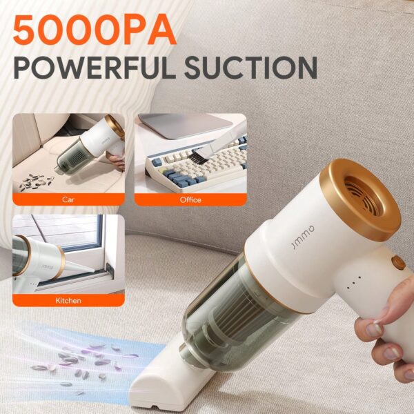 JMMO Mini Vacuum Car Vacuum Wireless Vacuum Cleaner Mini Car Vacuum Cleaner With 5000Pa Suction Power Rechargeable Household Vacuum Cleaner For Home Office Pet Hair Car Keyboard Makeup Bag Computer Christmas Gifts Must-Haves For Autumn And Winter